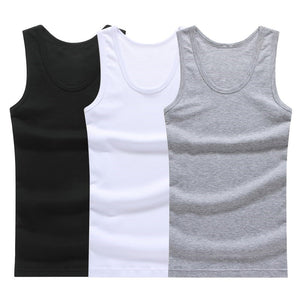 Hot Sale 3pcs / 100% Cotton Mens Sleeveless Tank Top Solid Muscle Vest Undershirts O-neck Gymclothing Tees Whorl Tops | TageUnlimited