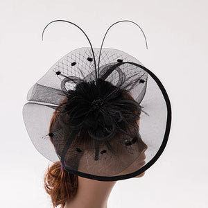 Fascinators for Women Elegant Headwear Kentucky Derby Hat Fashion Feather Headpiece Mesh Veil Hairbands Chic Ladies Wedding Hats
