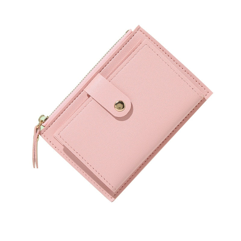 Fashion Women Wallets Leather Female Purse Mini Hasp Solid Multi-Cards Holder Coin Short Wallets Slim Small Wallet Zipper Hasp | TageUnlimited