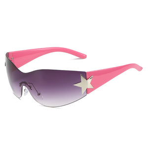 Luxury Punk Sports Sunglasses Women Brand Designer Y2K One Piece Sun Glasses Men Goggle Shades UV400 Five Star Fashion Eyewear | TageUnlimited
