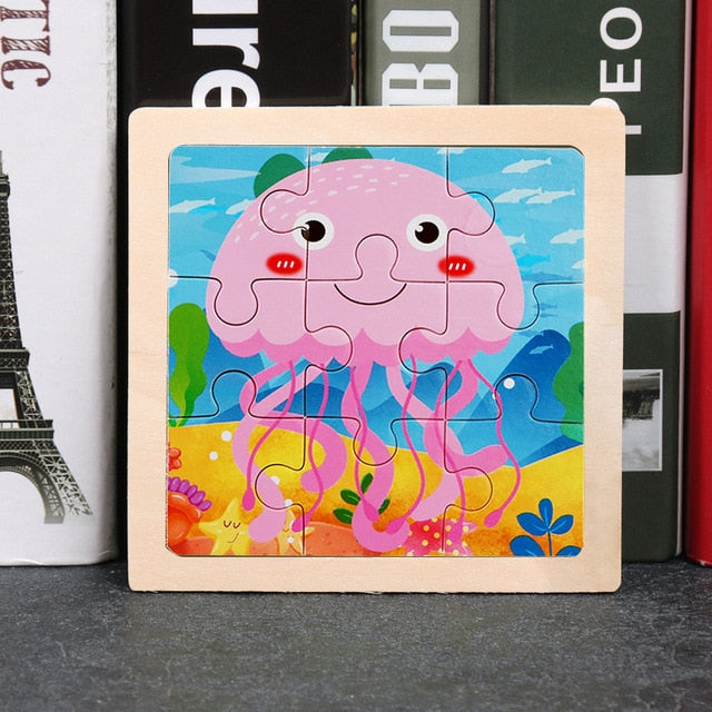 11X11CM Kids Wooden Puzzle Cartoon Animal Traffic Tangram Wood Puzzle Toys Educational Jigsaw Toys for Children GiftS | TageUnlimited