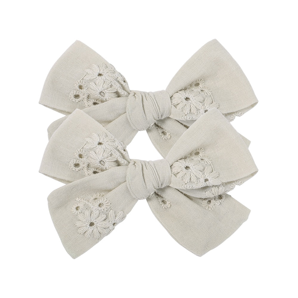 2Pcs/Set Sweet Flower Print Bowknot Hair Clips for Cute Baby Girls Cotton Bows Hairpins Barrettes Headwear Kids Hair Accessories | TageUnlimited