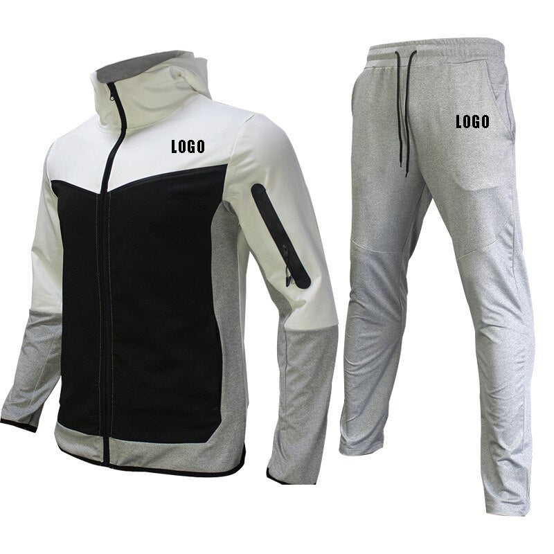 Tech Custom logo Men's Tracksuits Set Long Sleeve Causal Full Zip Running Sports Sweatsuit For Men 2 Piece Outfits | TageUnlimited