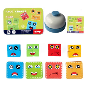 Cube Face Changing Building Blocks Board Game Wood Puzzle Montessori Expression Wooden Blocks Blocos For Children Kids Toys Gift | TageUnlimited