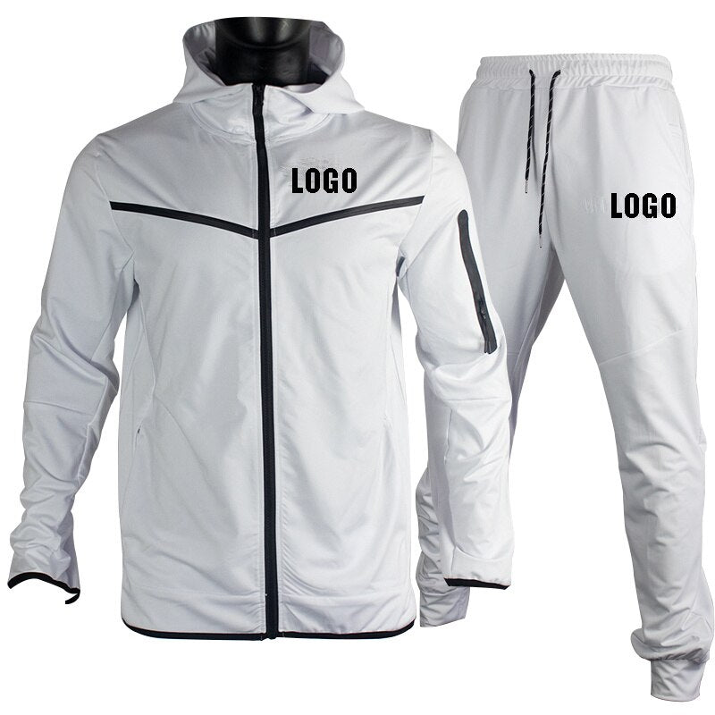 Tech Custom logo Men's Tracksuits Set Long Sleeve Causal Full Zip Running Sports Sweatsuit For Men 2 Piece Outfits | TageUnlimited