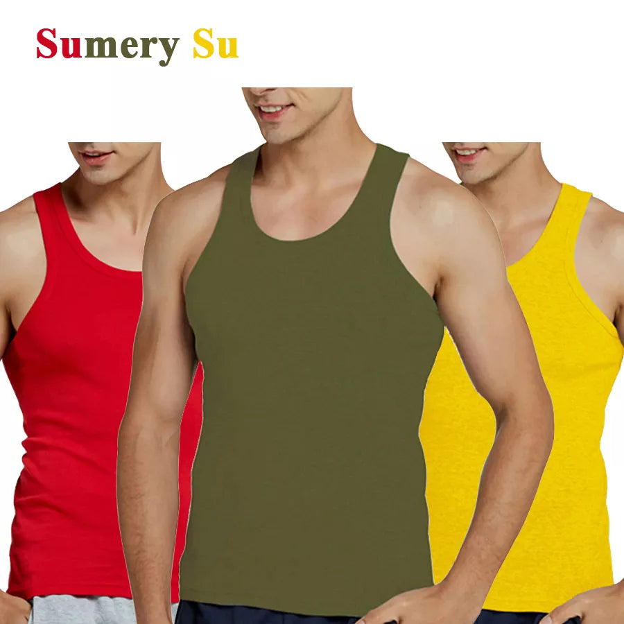 Tank Tops Men Summer 100% Cotton Cool Fitness Vest Sleeveless Tops Gym Slim Colorful Casual Undershirt Male 7 Colors 1PCS | Men's Vests | TageUnlimited