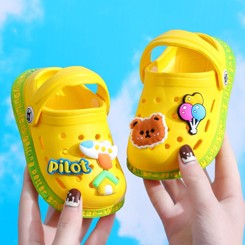 Kids Sandals  Hole Shoes Slippers Soft Anti-Skid Cartoon DIY Design Hole Baby Shoes Sandy Beach For Boys Girls | TageUnlimited