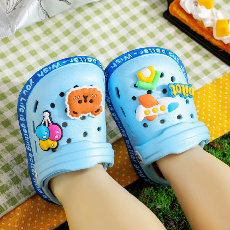 Kids Sandals  Hole Shoes Slippers Soft Anti-Skid Cartoon DIY Design Hole Baby Shoes Sandy Beach For Boys Girls | TageUnlimited