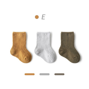 3Pairs/lot Solid Baby Socks for Newborn Soft Cotton Spring Winter Kids baby Boy Girl Sock Ribbed Leg warmers toddlers accessorie | TageUnlimited