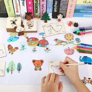 20pcs Montessori Kids Drawing Toys Wooden DIY Painting Stencils Template Craft Toys Puzzle Educational Toys for Children Gifts | TageUnlimited
