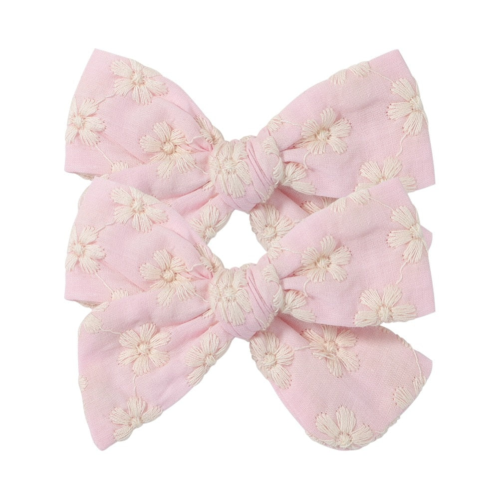 2Pcs/Set Sweet Flower Print Bowknot Hair Clips for Cute Baby Girls Cotton Bows Hairpins Barrettes Headwear Kids Hair Accessories | TageUnlimited