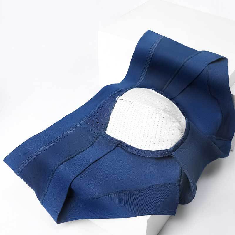 Men Modal Underwear Mid Waist Sexy Ice Wire Mesh Hollow Briefs Solid Color Double Layer Boxer | TageUnlimited