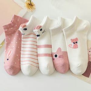 5 Pairs Of Women Socks Cartoon Cotton Socks. | TageUnlimited