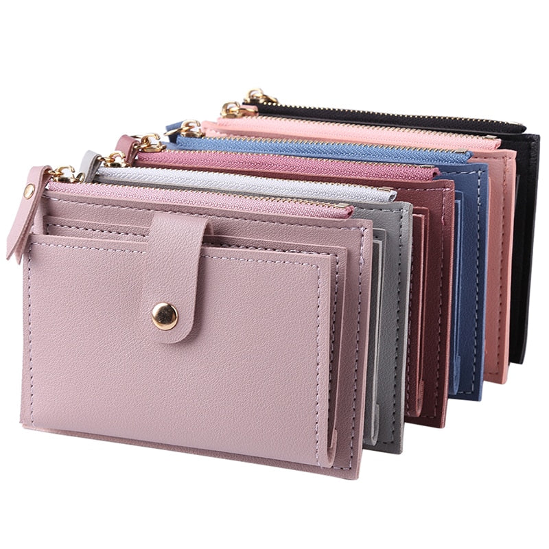 Fashion Women Wallets Leather Female Purse Mini Hasp Solid Multi-Cards Holder Coin Short Wallets Slim Small Wallet Zipper Hasp | TageUnlimited