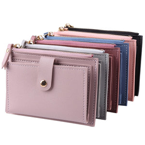 Fashion Women Wallets Leather Female Purse Mini Hasp Solid Multi-Cards Holder Coin Short Wallets Slim Small Wallet Zipper Hasp | TageUnlimited