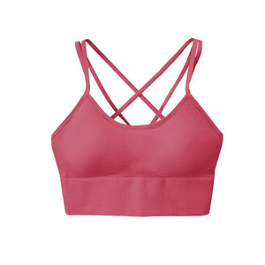 Fashion No Steel Ring Sports Underwear Cross Shoulder Straps Women&#39;s Breasts Shock Proof Cycling Yoga Fitness Gather Bra B53 | TageUnlimited