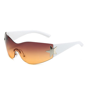 Luxury Punk Sports Sunglasses Women Brand Designer Y2K One Piece Sun Glasses Men Goggle Shades UV400 Five Star Fashion Eyewear | TageUnlimited