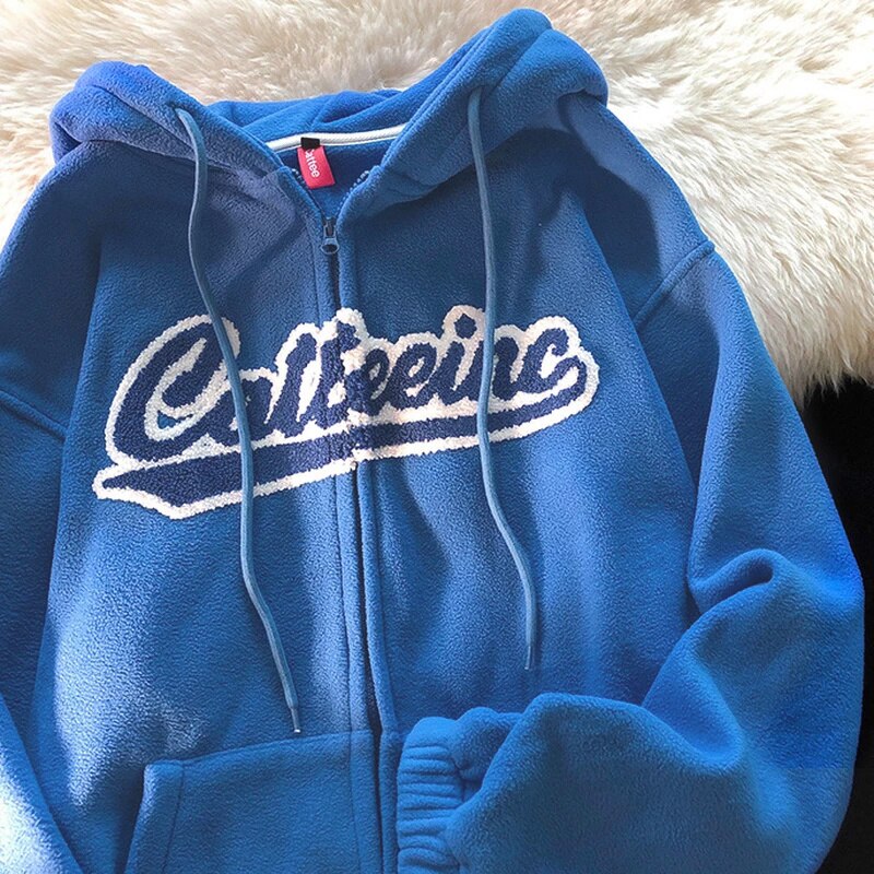 Winter Thick Warm Padded Women's Jackets Lambwool Patchwork Hoodies Solid Color Retro Loose Hooded Sweatshirt Sweater | TageUnlimited