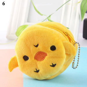 Women's Cartoon Coin Purse Three-dimensional Plush Zipper Headphone Bag Wallet Key Chain. | TageUnlimited