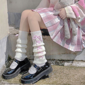 Lolita Leg Warmers Women Long Socks Knitted Warm Foot Cover White Arm Warmer Ladies Autumn Winter Crochet Socks Boot Cuffs | TageUnlimited