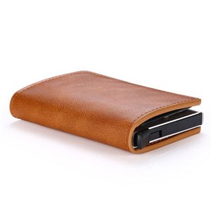 Credit Card Holder Wallet Men Women RFID Aluminium Bank Cardholder Case Vintage Leather Wallet with Money Clips | TageUnlimited