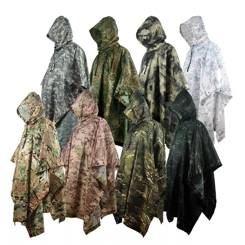 Impermeable Raincoat Poncho Outdoor Military Tactical Rainwear Camping Hiking Hunting Ghillie Suits Travel Umbrella Rain Gear | TageUnlimited
