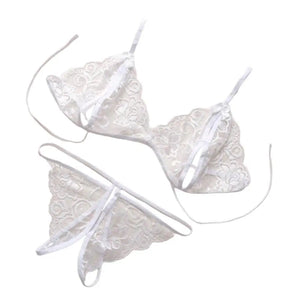 Exotic Lingerie Lace Babydoll Open Bra Set Sexy Mini Briefs Micro Thong Transparent Lace ltra-thin Sexual Panty Matching Bra