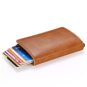 Credit Card Holder Wallet Men Women RFID Aluminium Bank Cardholder Case Vintage Leather Wallet with Money Clips | TageUnlimited