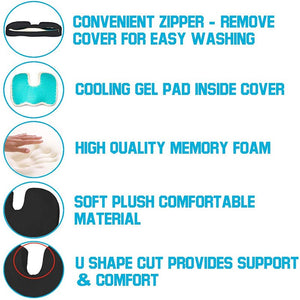 Coccyx Orthopedic Memory Foam Cushion Seat Massage Chair Gel Cushion Pad Car U-Shape Seat Cushion Travel Breathable Seat Cushion | TageUnlimited
