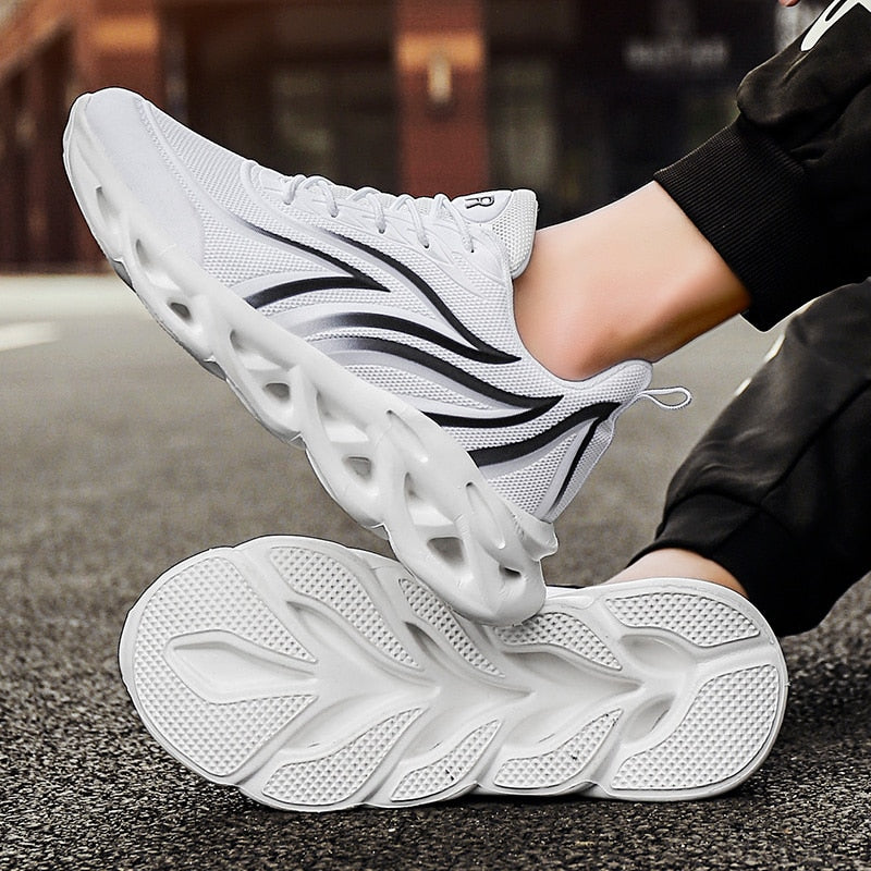 Men Flame Printed Sneakers Flying Weave Sports Shoes Comfortable Running Shoes Outdoor Men Athletic Shoes | TageUnlimited