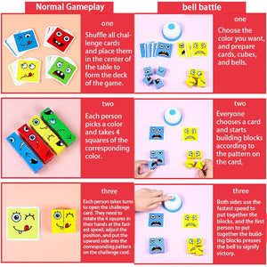 Cube Face Changing Building Blocks Board Game Wood Puzzle Montessori Expression Wooden Blocks Blocos For Children Kids Toys Gift | TageUnlimited