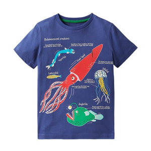 New Fashion Boys T-shirt Summer Luminous Dinosaur Animal Cotton Causal Clothes Lovely Tops for Kids 2-7 year | TageUnlimited