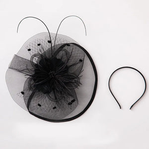 Fascinators for Women Elegant Headwear Kentucky Derby Hat Fashion Feather Headpiece Mesh Veil Hairbands Chic Ladies Wedding Hats