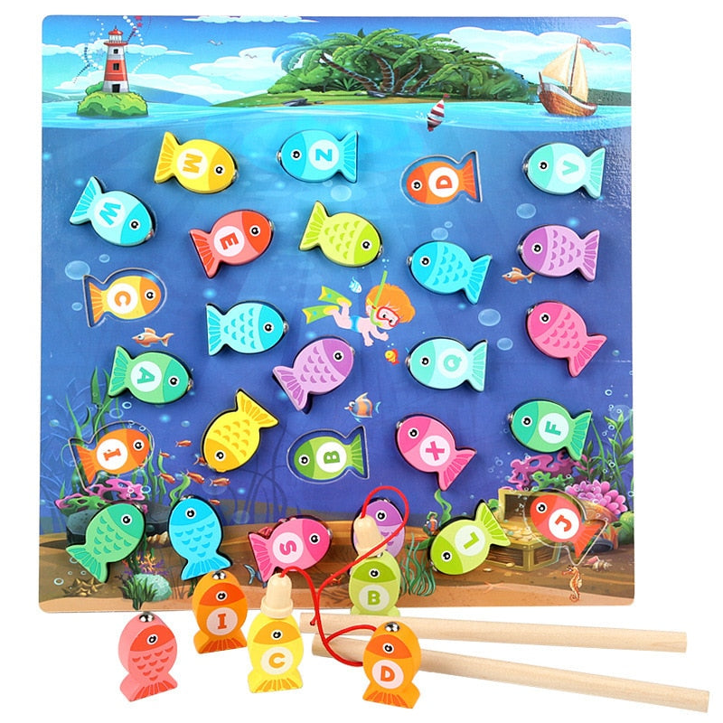 Montessori Educational Wooden Toys for Kids Montessori Toys Board Math Fishing Game Montessori Toys Educational for 1 2 3 Years | TageUnlimited