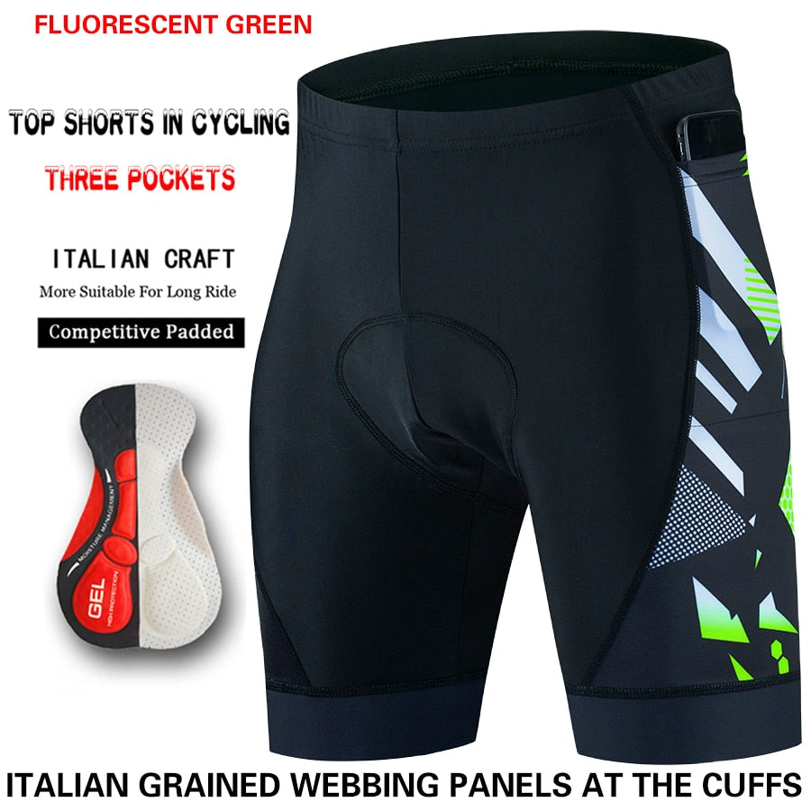 Three Pockets Breathable Men Cycling Shorts Shockproof Mountain Bike Shorts Summer Quick Dry MTB Shorts With Coolmax Gel Padded | TageUnlimited