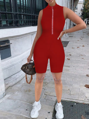 Jump Suits Women&#39;s Sexy Bodycon Jumpsuits Sleeveless New Zipper Overall Tight Skinny Sport Casual Jumpsuit Outfits Women PR1488G | TageUnlimited
