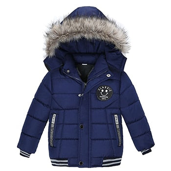 2-6 Years Autumn Winter Boys Jacket Warm Fur Collar Fashion Baby Girls Coat Hooded Zipper Outerwear Birthday Gift Kids Clothes | TageUnlimited