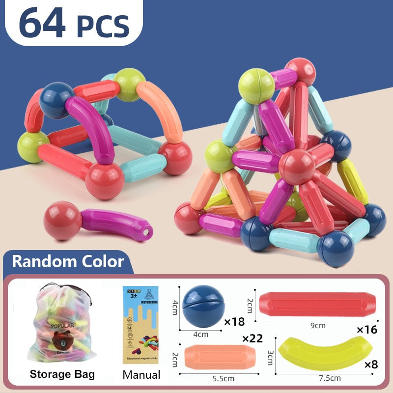 Magic Magnetic Building Blocks Toy Magnetic Construction Set Magnet Ball Sticks Rod Games Montessori Educational Toys For Kids | TageUnlimited