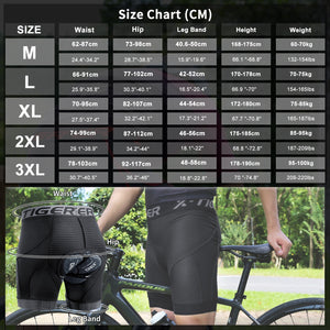 X-TIGER Men Cycling Underwear Shorts 5D Padded Sports Riding Bike Bicycle MTB Liner Shorts with Anti-Slip Leg Grips | TageUnlimited