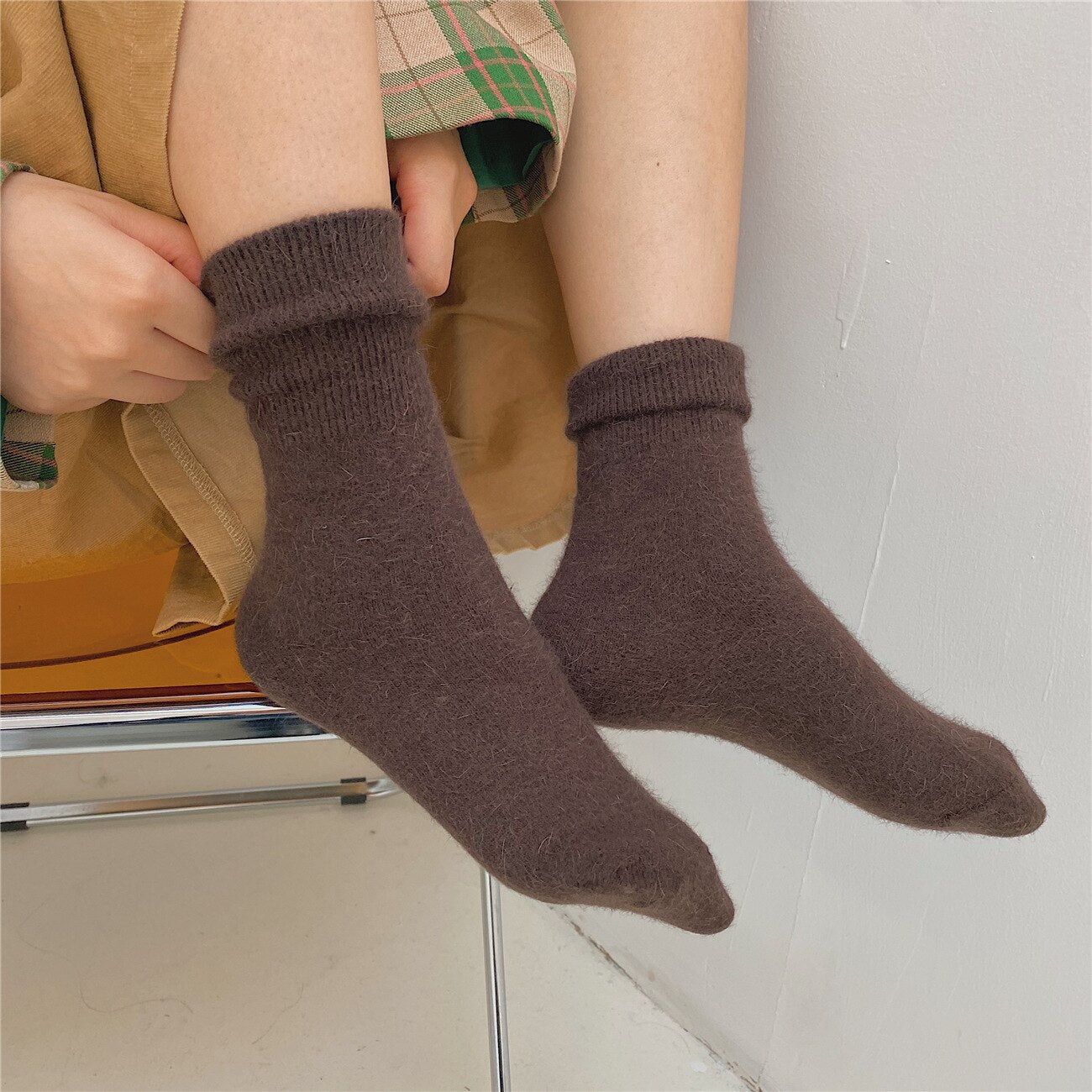 Solid Rabbit Hair Woman Socks Winter Thick Warmer Long Socks Japanese Kawaii Cute Thermal Cashmere Christmas Sock New Year Gifts | TageUnlimited