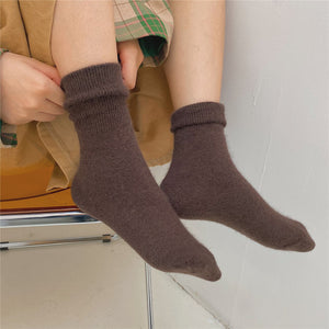 Solid Rabbit Hair Woman Socks Winter Thick Warmer Long Socks Japanese Kawaii Cute Thermal Cashmere Christmas Sock New Year Gifts | TageUnlimited