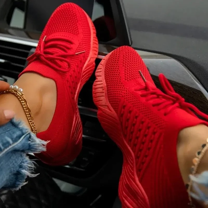 Mesh Breathable Women Casual Sneakers Lace-up Vulcanized Shoes Ladies Platform Sneakers Female Shoes Plus Size Zapatos De Mujer | TageUnlimited