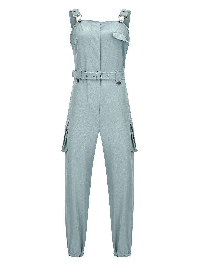 Cargo Jumpsuit Summer New Fashion Female Rompers Playsuits Belt Suspenders Pants Jump Suits for Women Minimalist Trousers | TageUnlimited
