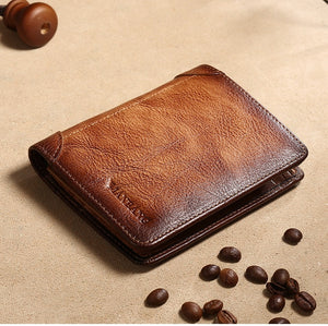 Manbang Men Wallets RFID Genuine Leather Trifold Wallets For Men with ID Window and Credit Card Holder | TageUnlimited