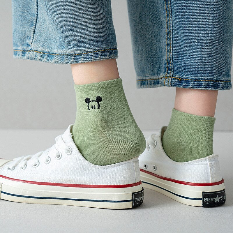 Disney Embroidered women socks shallow mouth Korean cute Japanese tide summer thin Cotton Funny street adult short boat sock | TageUnlimited