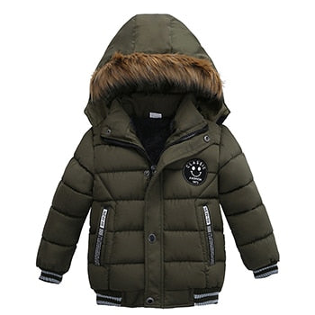 2-6 Years Autumn Winter Boys Jacket Warm Fur Collar Fashion Baby Girls Coat Hooded Zipper Outerwear Birthday Gift Kids Clothes | TageUnlimited