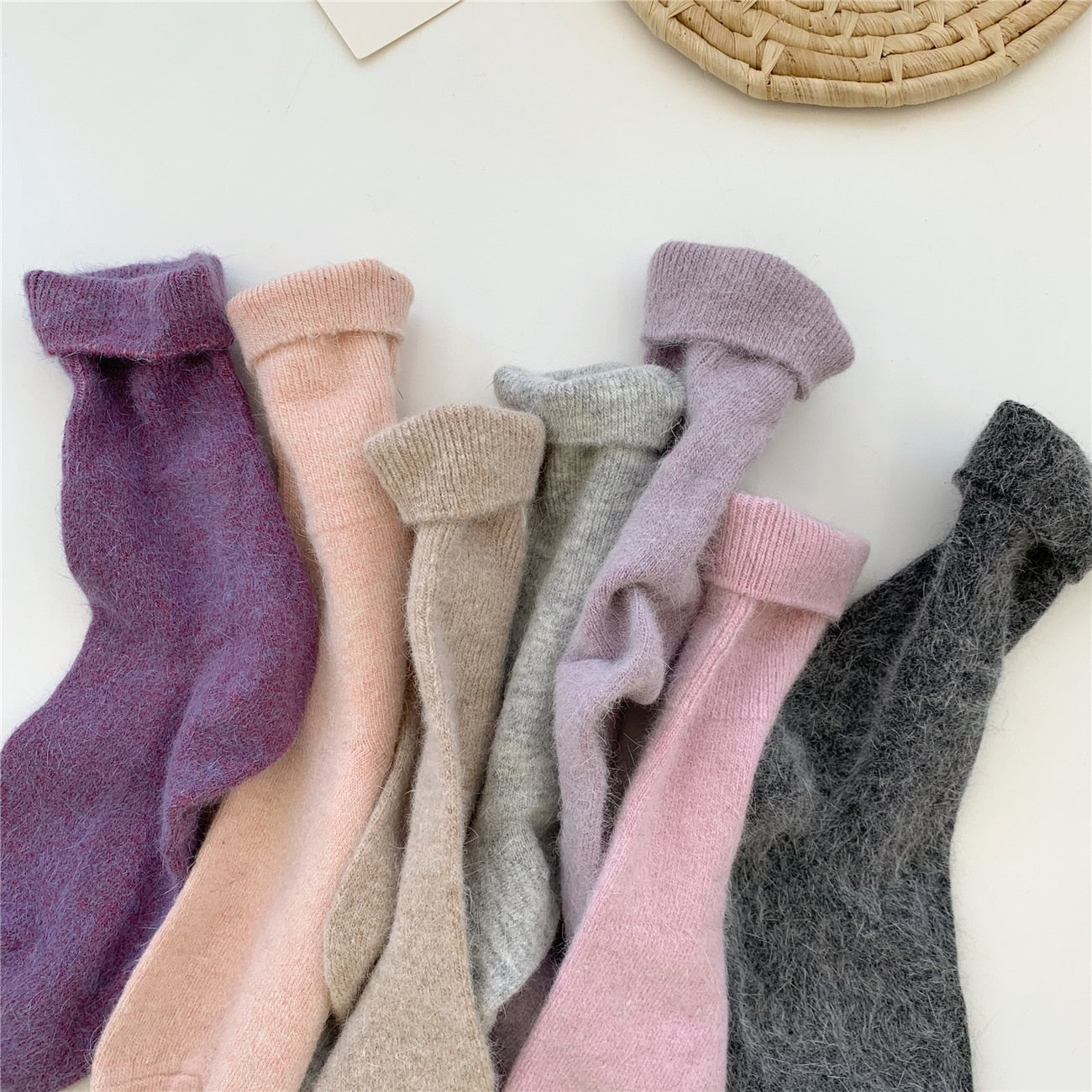 Solid Rabbit Hair Woman Socks Winter Thick Warmer Long Socks Japanese Kawaii Cute Thermal Cashmere Christmas Sock New Year Gifts | TageUnlimited