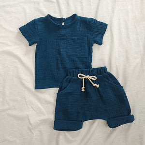 Organic Cotton Baby Clothes Set Summer Casual Tops Shorts For Boys Girls Set Unisex Toddlers 2 Pieces Kids Baby Outifs Clothing | 0 | TageUnlimited
