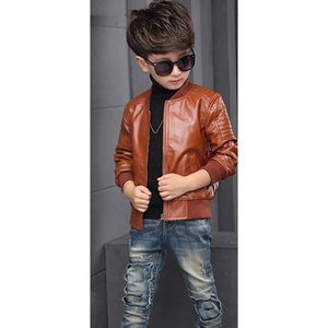 Children Leather Coat Spring And Autumn Clothing Korean boys PU leather jacket