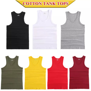 Tank Tops Men Summer 100% Cotton Cool Fitness Vest Sleeveless Tops Gym Slim Colorful Casual Undershirt Male 7 Colors 1PCS